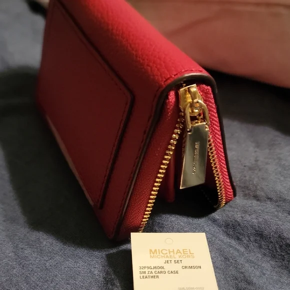 Michael Kors Cherry Red Zip Wallet - Picture 4 of 5